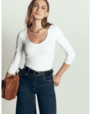Boden Annie Essential V Neck Top - White