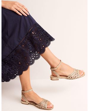 Boden Woven Leather Flat Sandals - Natural