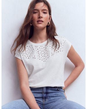 Boden Willow Broderie T-Shirt - White