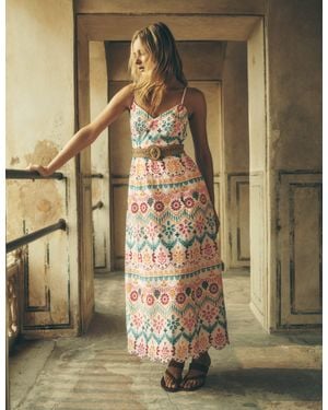 Boden Empire Linen Tea Dress-Multi, Wildflower Trail in White | Lyst