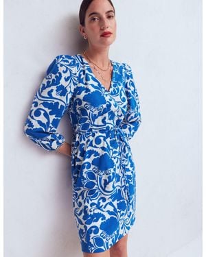 Boden Cary V-Neck Short Dress - Blue