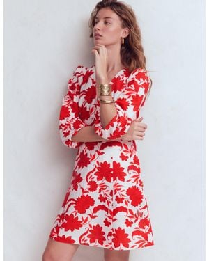 Boden Marla Linen Blend Short Dress - Red
