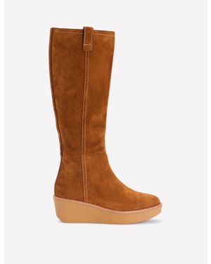 Boden Knee High Wedge Boots - Brown