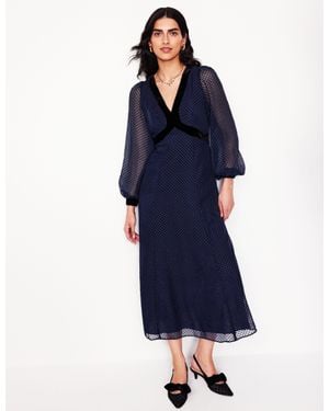 Boden Devore Maxi Tea Dress, Devore Spot - Blue