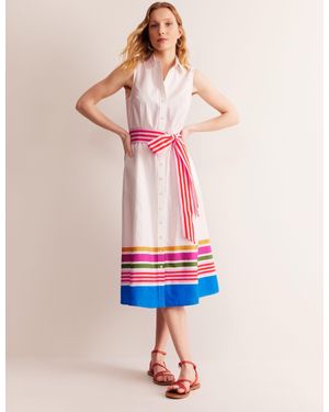 Boden Kate Sleeveless Shirt Dressivory And Multistripe - White