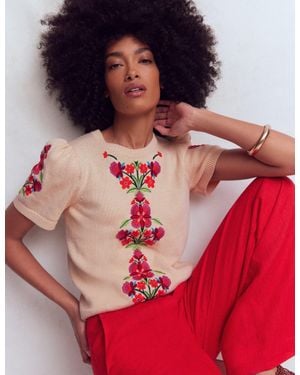 Boden Monica Pointelle T-Shirt - Red