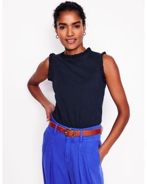 Boden Supersoft Frill Detail Vest - Blue