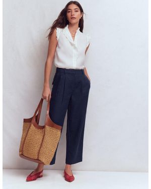 Boden Bloomsbury Linen Pants - Blue