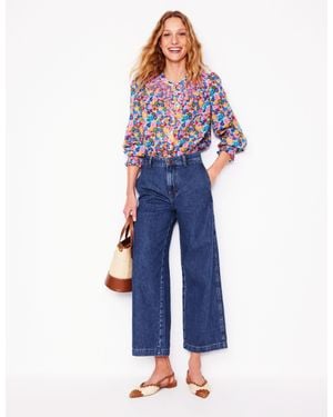 Boden Cropped Fluid Jeans - Blue
