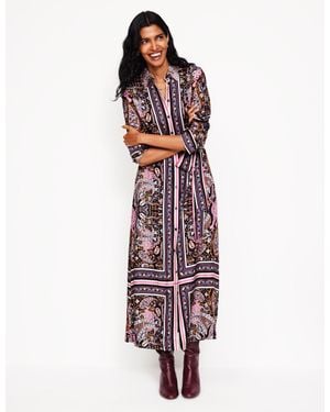 Boden Scarf Print Shirt Dress French, Tiger Bloom - Red