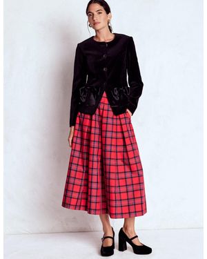 Boden Verity Tartan Midi Skirt- & Brand Check - Red