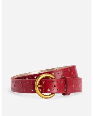 Boden Brogue Cut Belt - Red