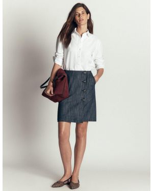 Boden Evelyn Twill Button Wrap Skirt - Blue