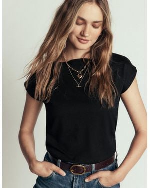 Boden Supersoft Slash Neck T-Shirt - Black