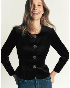 Boden Velvet Waisted Jacket - Black