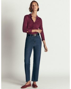 Boden Supersoft Ruched Jersey Shirt - Purple