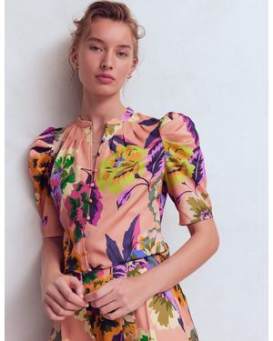Boden Pleated Mutton Sleeve Top - Multicolor