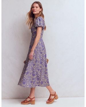 Boden Twist Front Linen Blend Dress - Purple