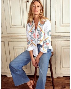 Boden Sienna Embroidered Linen Shirt - Natural