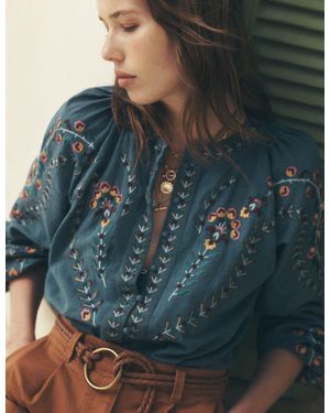 Boden Raglan Embroidered Top - Blue