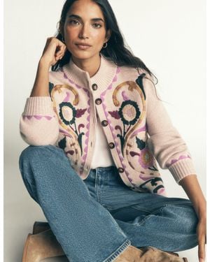 Boden Jemma Jacquard Knit Cardigan - Blue