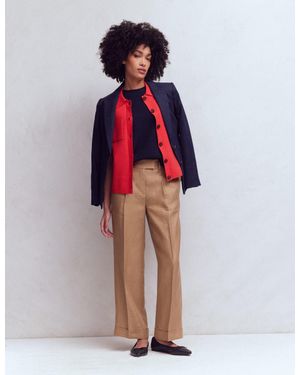 Boden Chiswick Crop Linen Trousers - Red
