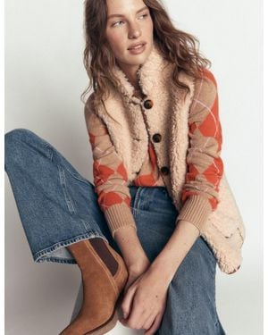 Boden Funnel Neck Borg Gilet Jacket - Blue