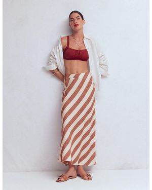 Boden Bias Cut Linen Slip Skirt - Natural