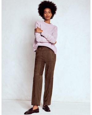 Boden Suede Straight Leg Pants - White