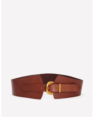 Boden Leather Wide Waist Belt - Brown