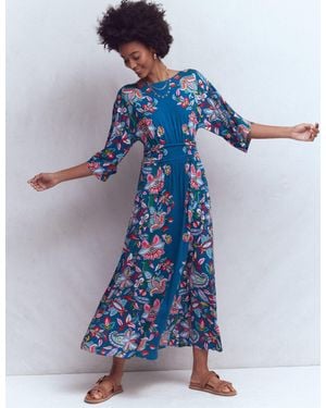 Boden Imelda Kimono Jersey Dress- Botanical Trail - Blue