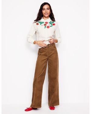 Boden 5 Pocket Cord Wide Jeans - Natural