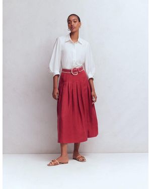 Boden Valentina Linen Skirt - Red