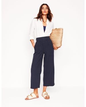 Boden Cropped Double Cloth Trousers - Blue