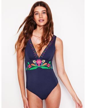 Boden Embroidered Swimsuit - Blue