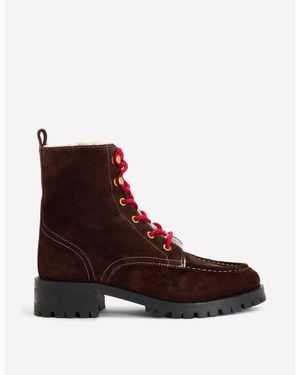 Boden Cosy Lace Up Boots - Brown