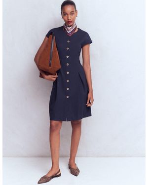 Boden Short Pleated Ponte Dress - Blue