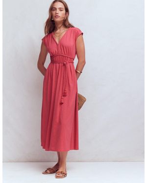 Boden Heidi Ruched Rope Jersey Dress - Red