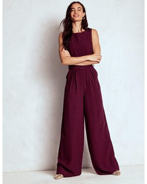 Boden Gwen Slash Neck Jumpsuit - Red