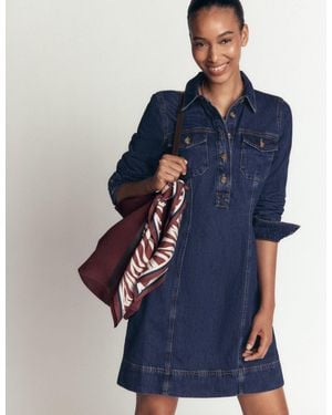 Boden Fleur Denim Short Dress - Green