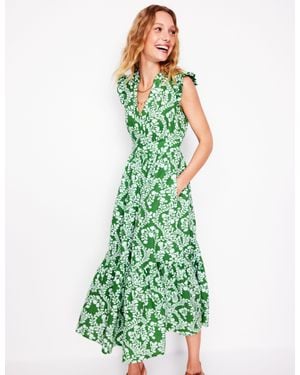 Boden Wren Double Cloth Midi Dress-Paradise,Vine Silhouette - Green