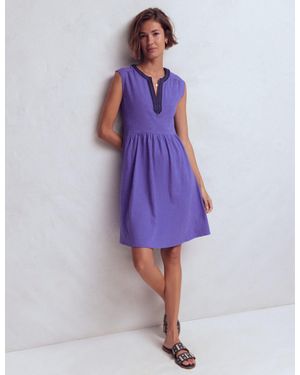 Boden May Embroidered Short Dress - Purple