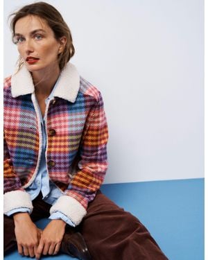 Boden Stirling Check Coat - Blue