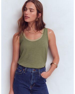 Boden Metallic Trim Scoop Neck Vest Top - Green