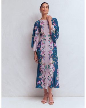 Boden Angel Sleeve Boat Neck Dress - Blue