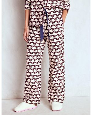 Boden Brushed Cotton Pajama Trousers-Winetasting, Geo Swan - Multicolor