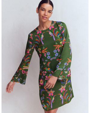 Boden Flared Sleeve Shift Dress - Green