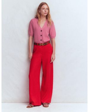 Boden Hayley Cotton V-Neck Cardigan - Red