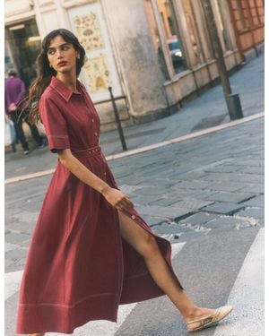 Boden Sarah Cotton Midi Shirt Dress - Red