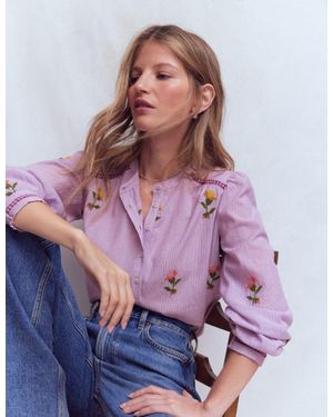Boden Embroidered Trim Interest Top - Pink